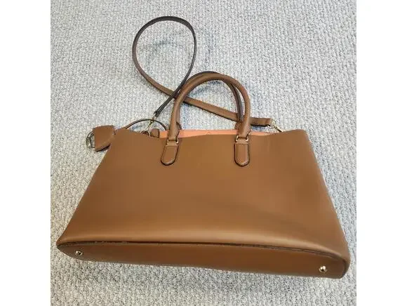 Lauren Ralph Lauren Dryden Marcy Satchel Brown Leather Women's Large - Picture 10 of 12